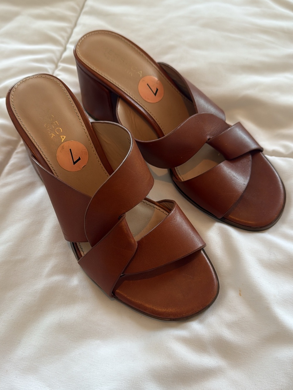 Women's Brown Leather Slide Sandals